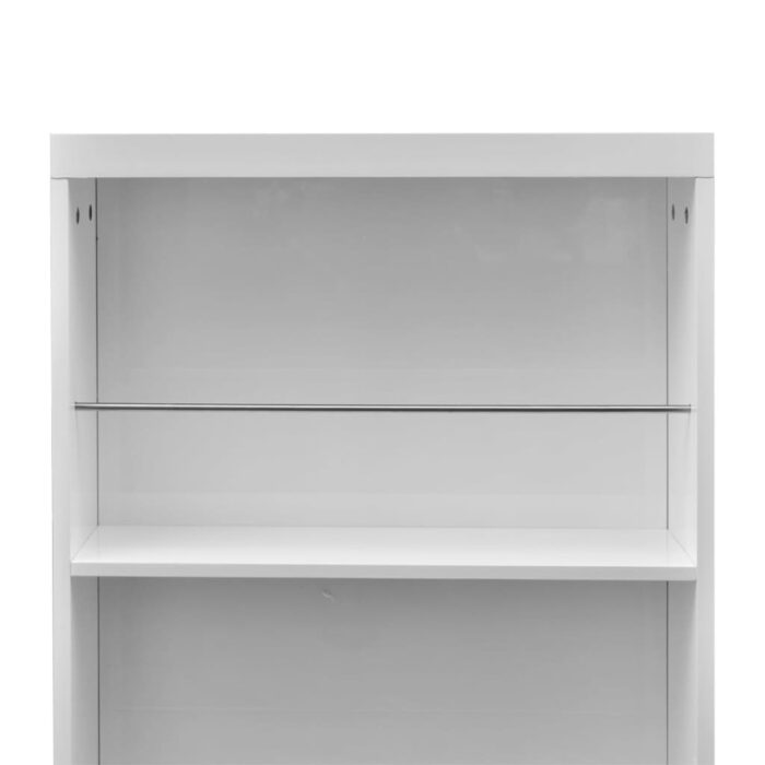 Table de bar MDF avec casier à bouteilles Blanc haut brillance – Image 3