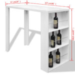 Table de bar MDF avec casier à bouteilles Blanc haut brillance – Image 4