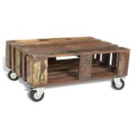 Table basse avec 4 roulettes Bois recyclé – Image 4