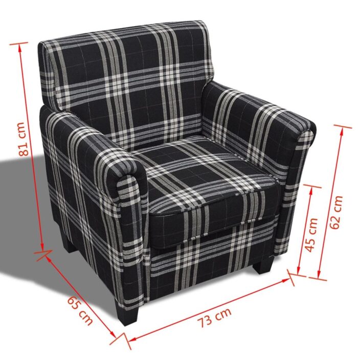 Fauteuil avec coussin Noir Tissu – Image 4