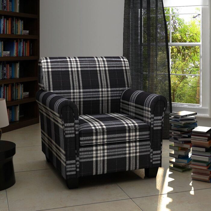Fauteuil avec coussin Noir Tissu – Image 1