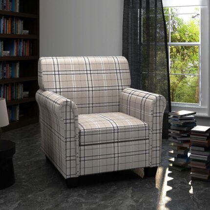 Fauteuil avec coussin Crème Tissu
