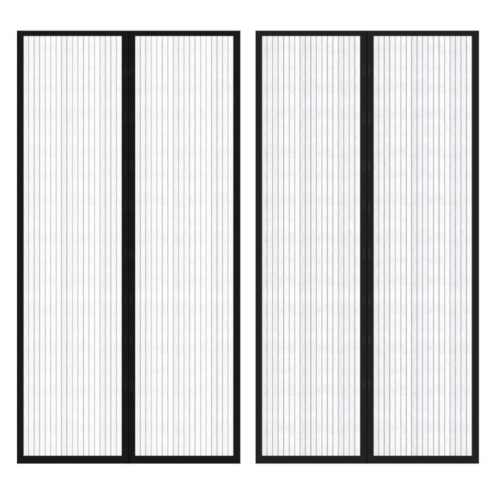 Rideau de porte contre insectes 210x100cm 2 pcs magnétique noir – Image 1