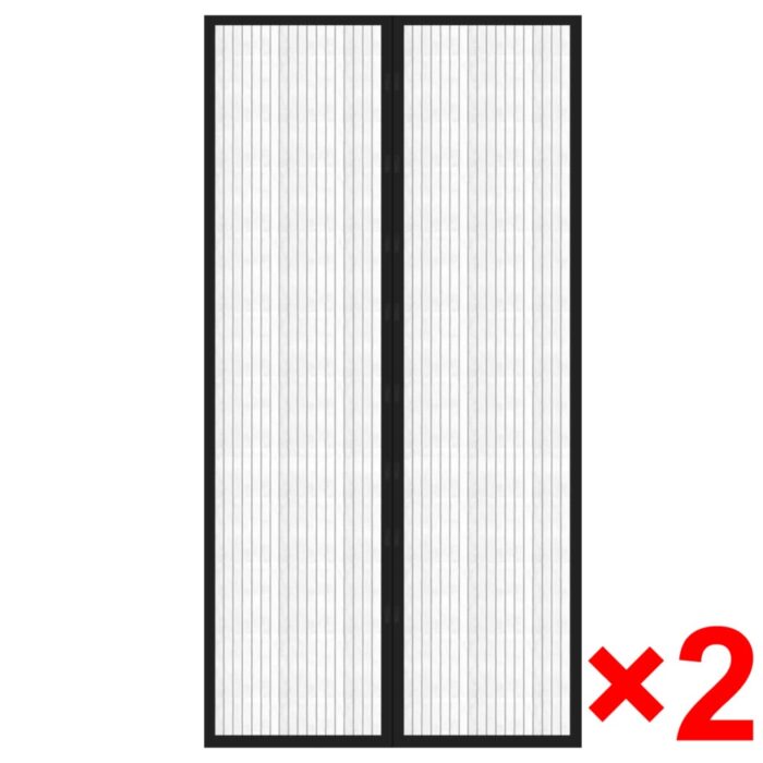 Rideau de porte contre insectes 210x100cm 2 pcs magnétique noir – Image 2