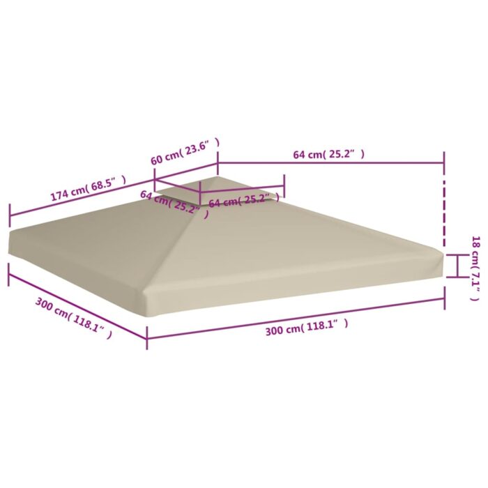 Recouvrement de remplacement d'auvent 310 g/m² Beige 3x3 m – Image 5