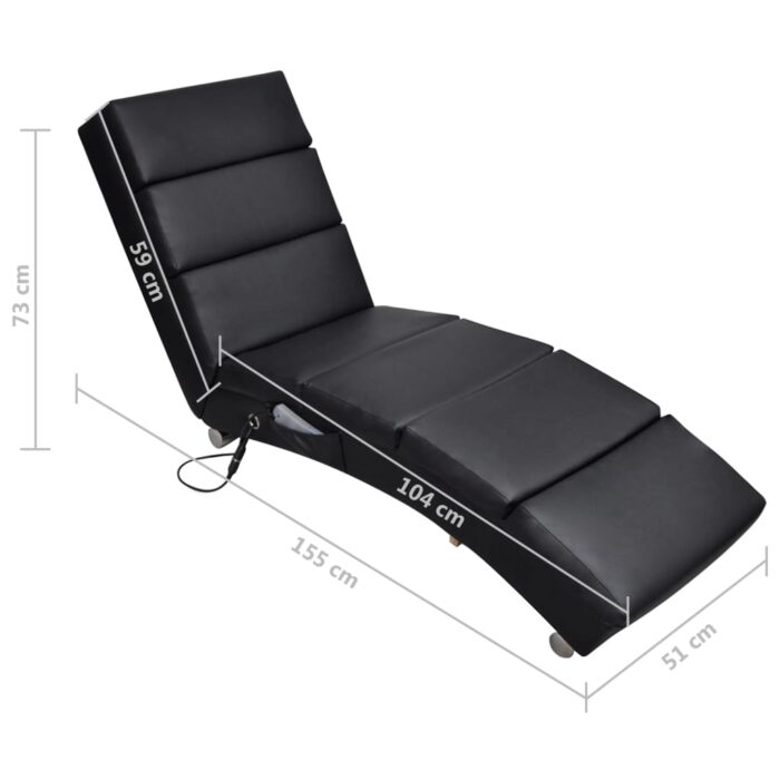 Chaise longue de massage Noir Similicuir – Image 4