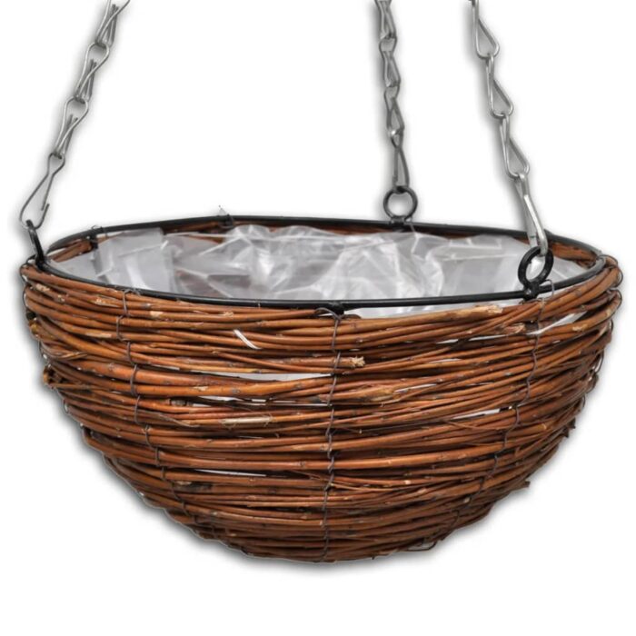 Lot de 4 Paniers Supsendus en Saule avec Fonds et Chaine Pendante – Image 2