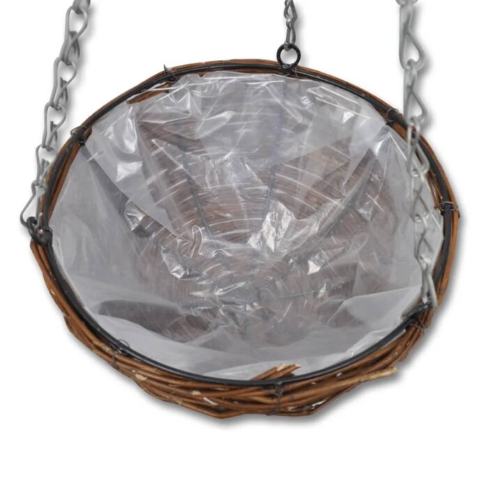 Lot de 4 Paniers Supsendus en Saule avec Fonds et Chaine Pendante – Image 3