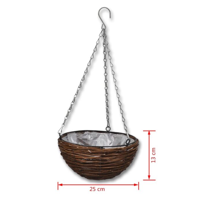 Lot de 4 Paniers Supsendus en Saule avec Fonds et Chaine Pendante – Image 5