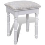 Coiffeuse avec miroir et tabouret 2 tiroirs Blanc – Image 7