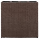 Lit surélevé de jardin avec 4 pots Résine tressée Marron – Image 2