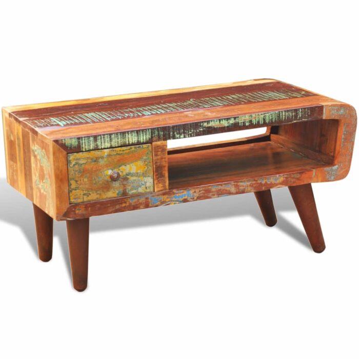 Table basse avec bord incurvé et 1 tiroir Bois de récupération – Image 3