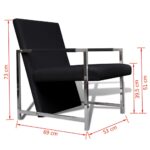 Fauteuil avec pieds chromés Noir Similicuir – Image 4