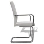 Chaises à manger cantilever lot de 6 blanc similicuir – Image 2