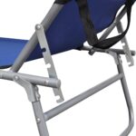 Chaise longue pliable avec auvent acier et tissu bleu – Image 3