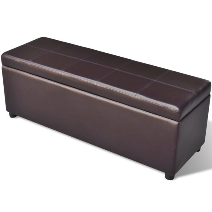 Banc long de rangement bois marron – Image 1