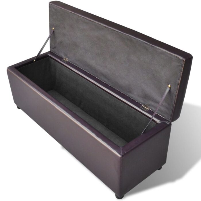 Banc long de rangement bois marron – Image 2