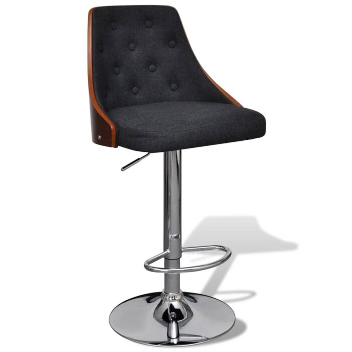 Tabourets de bar lot de 2 bois courbé et tissu – Image 5