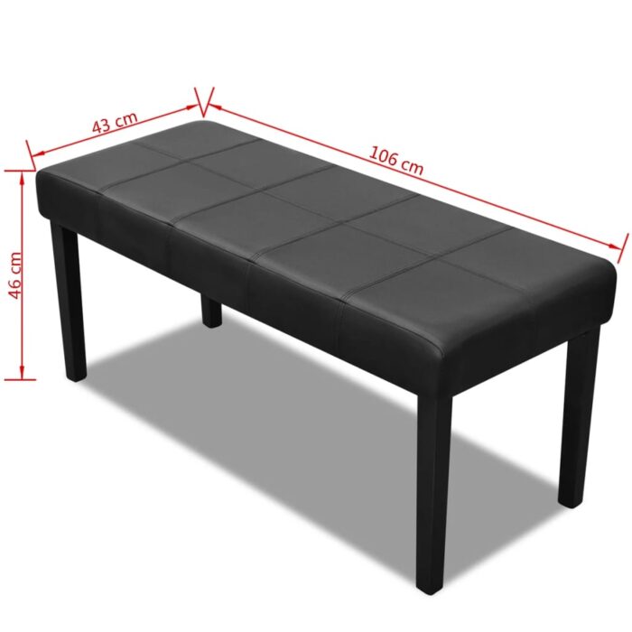 Banc en cuir synthétique de haute qualité Noir – Image 4