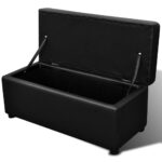Set de banc de rangement en simili cuir Noir – Image 2