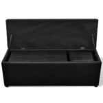 Set de banc de rangement en simili cuir Noir – Image 3