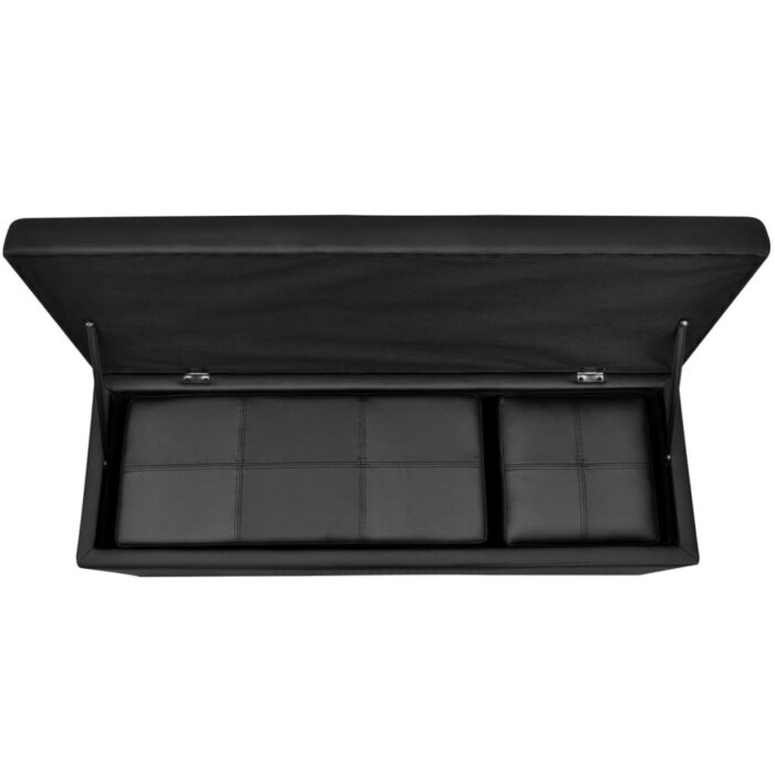 Set de banc de rangement en simili cuir Noir – Image 4