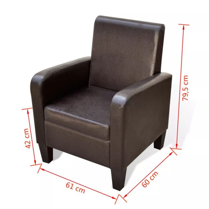 Fauteuil Marron Similicuir – Image 4