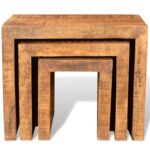 Table gigogne 3 pcs Bois massif de manguier – Image 2