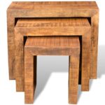 Table gigogne 3 pcs Bois massif de manguier – Image 3