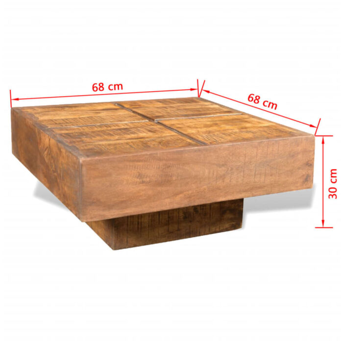 Table basse carrée Marron Bois massif de manguier – Image 6