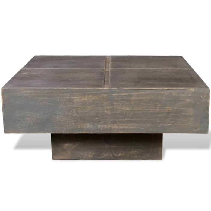 Table basse carrée Marron foncé Bois massif de manguier – Image 2