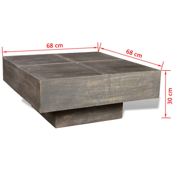 Table basse carrée Marron foncé Bois massif de manguier – Image 4