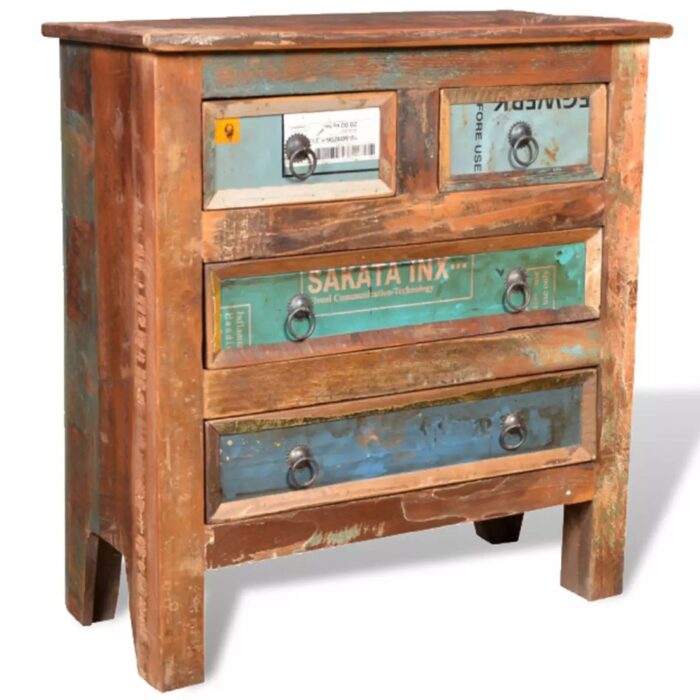 Armoire avec 4 tiroirs Bois massif de récupération – Image 10