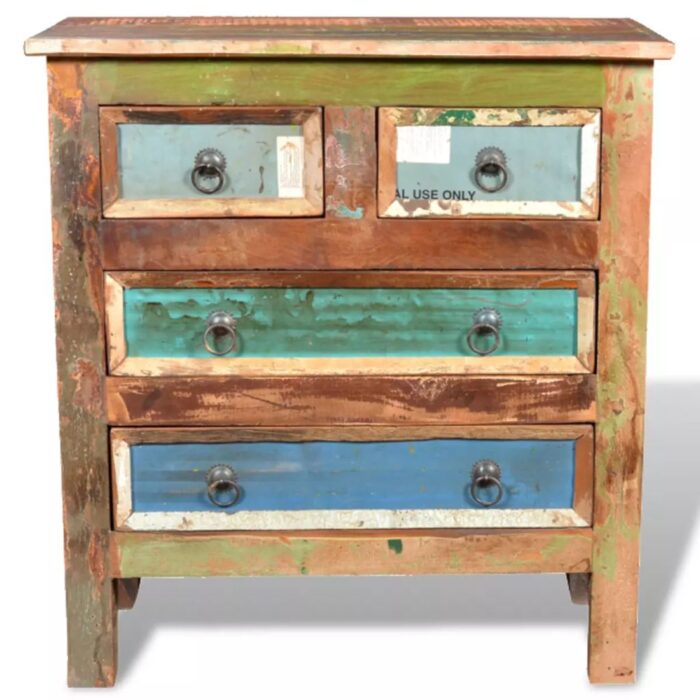 Armoire avec 4 tiroirs Bois massif de récupération – Image 3