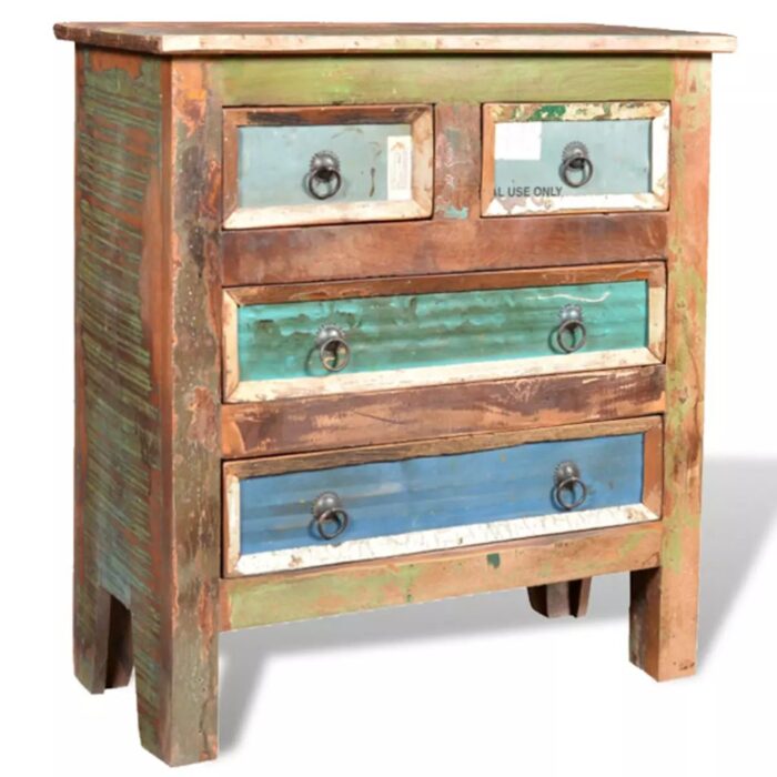 Armoire avec 4 tiroirs Bois massif de récupération – Image 4
