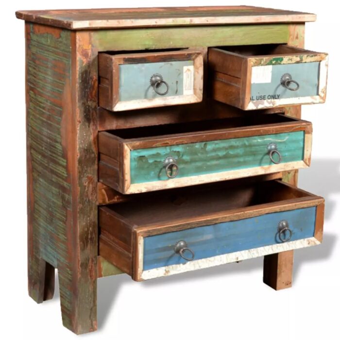 Armoire avec 4 tiroirs Bois massif de récupération – Image 5