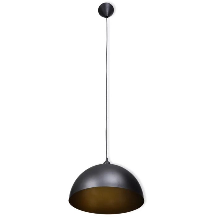 Plafonniers 2 pcs Hauteur réglable Semi-sphérique Noir – Image 3
