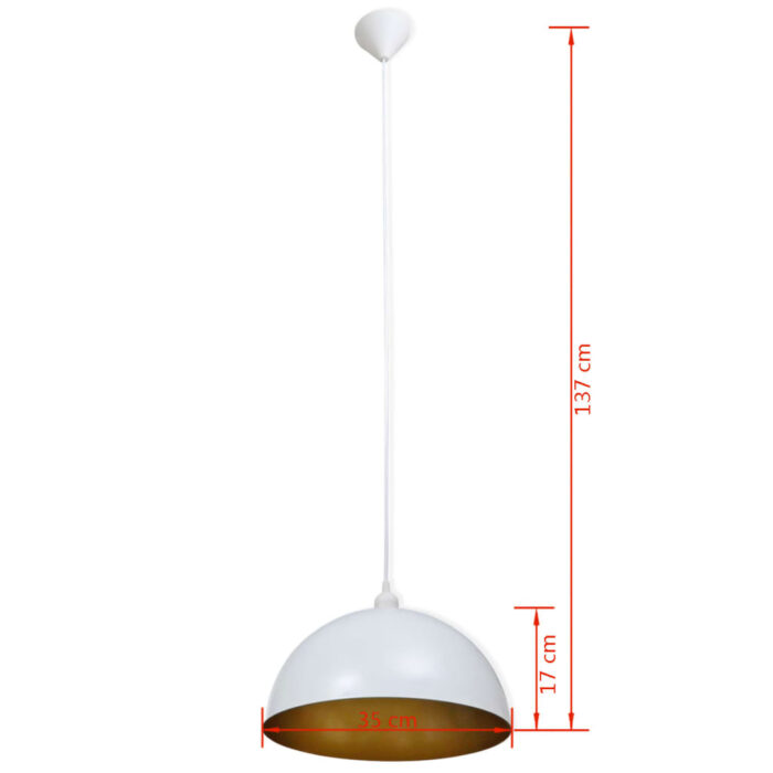 Plafonnier 2 pcs Hauteur réglable Semi-sphérique Blanc – Image 7