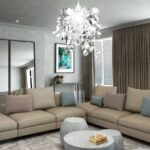 Lustre suspendu à feuilles paillette 21,5 x 30 cm Argenté – Image 6