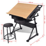 Table à dessin inclinable 2 tiroirs et tabouret – Image 7