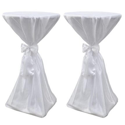 Housse de table blanche avec ruban 60 cm 2 pièces