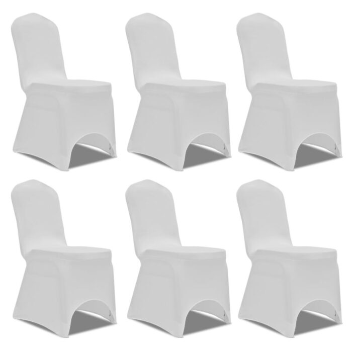 Housse blanche extensible pour chaise 6 pièces – Image 1