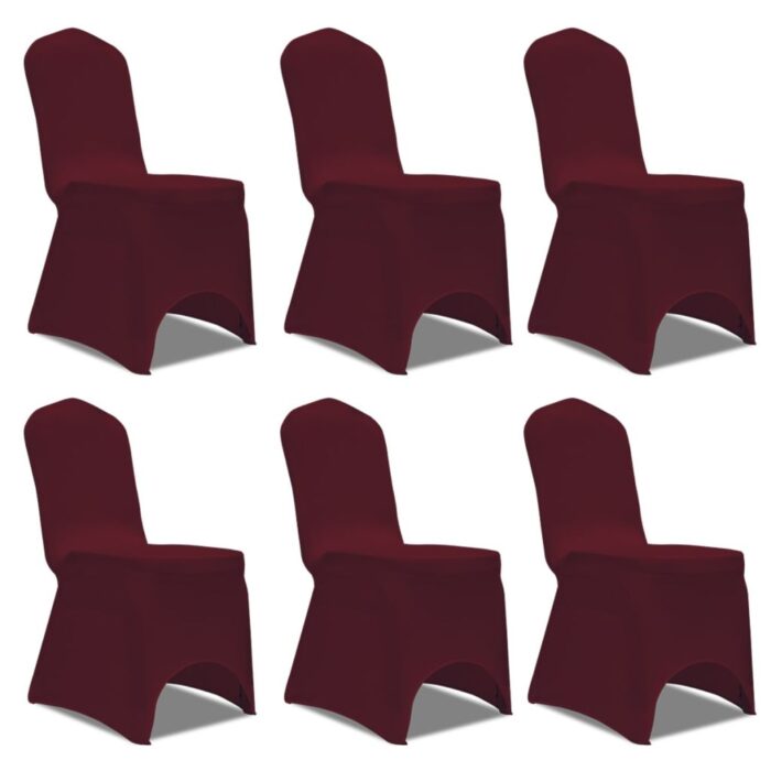 Housse bordeaux extensible pour chaise 6 pièces – Image 1