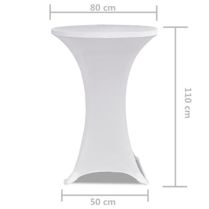 Housses élastiques de table Ø 80 cm Blanc 2 pcs – Image 3