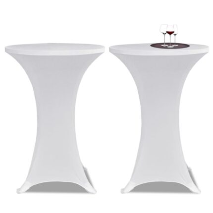 Housses élastiques de table Ø 80 cm Blanc 2 pcs