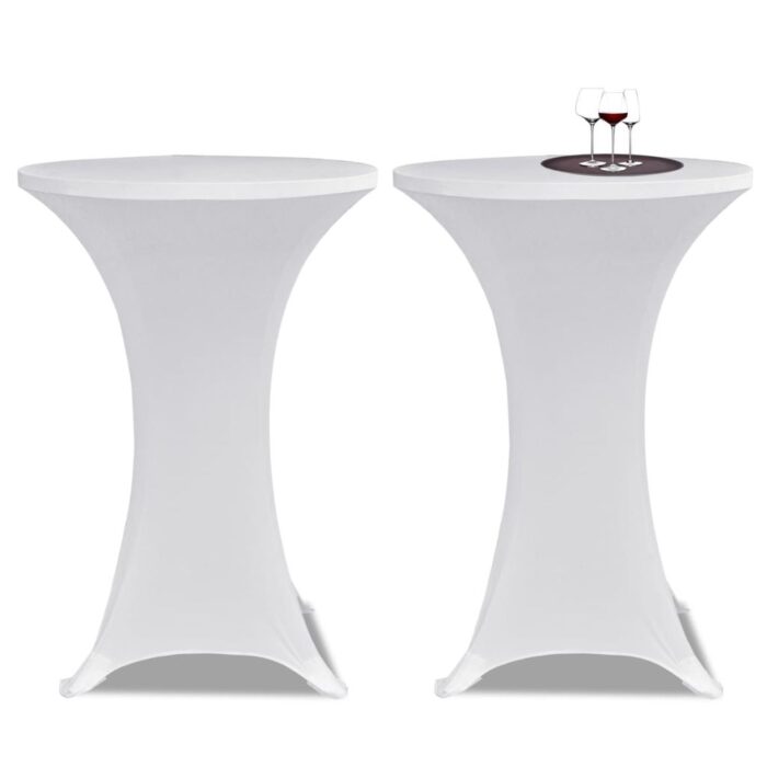 Housses élastiques de table Ø 80 cm Blanc 2 pcs – Image 1