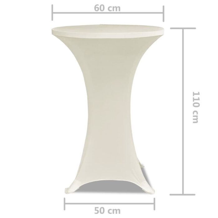 Housse de table Ø 60 cm Crème extensible 2 pcs – Image 3