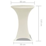 Housse de table Ø 80 cm Crème extensible 2 pcs – Image 3