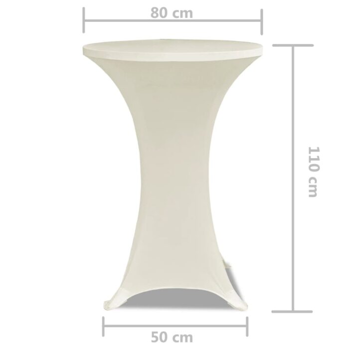 Housse de table Ø 80 cm Crème extensible 2 pcs – Image 3
