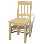 Table de salle à manger en bois avec 4 chaises Naturel – Image 3